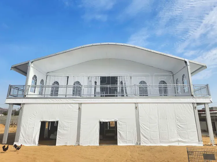 15×40m Double Decker Arcum-Roof Tent with Overhangs (5)