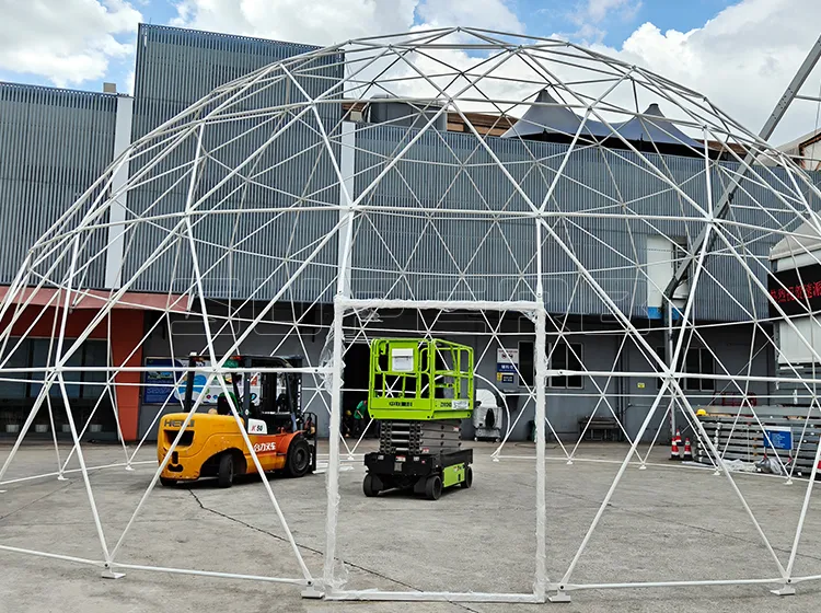 Spacious interior of 15m dome tent for events and exhibitions